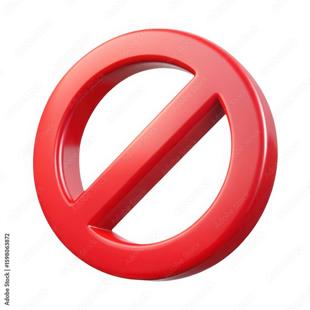 Fototapeta premium 3d red prohibition sign isolated on white background