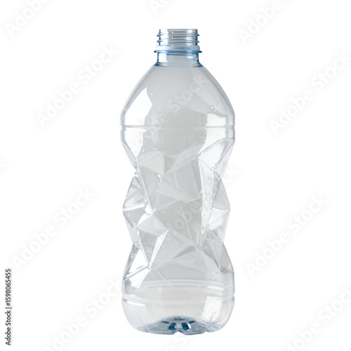 Empty Crushed Transparent Plastic Bottle Isolated Photo
