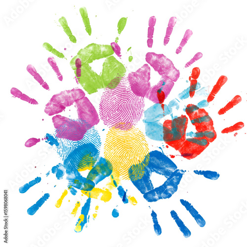 Colorful Handprints Illustration Isolated on Transparent Background