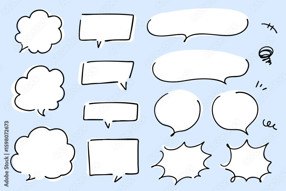 Fototapeta premium 手書きの吹き出しセット 漫符 ベクター