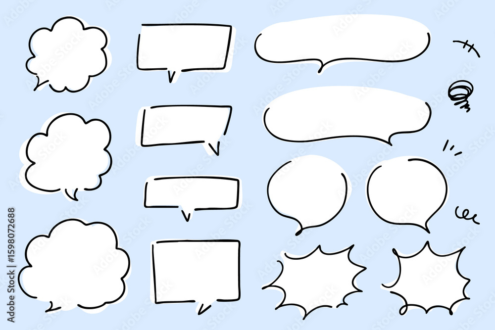 Obraz premium 手書きの吹き出しセット 漫符 ベクター