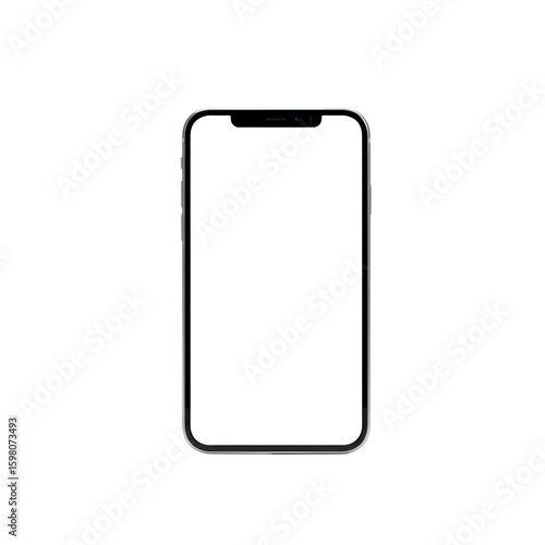 Illustration of Black Smartphone With Blank Screen