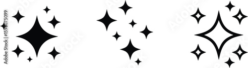 Star Icon Set – Diamond-Shaped Symbols with Filled and Hollow Variants for Highlight, Decoration, and UI Feedback Design
