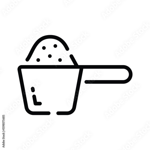 Handy linear icon of plastic detergent scoop