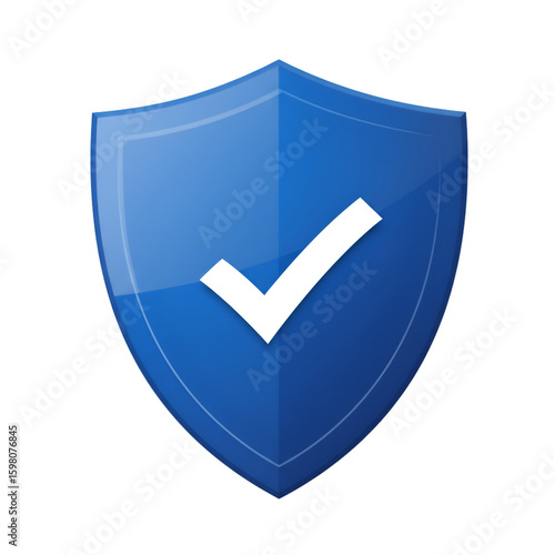 Illustration of Blue Shield With White Checkmark