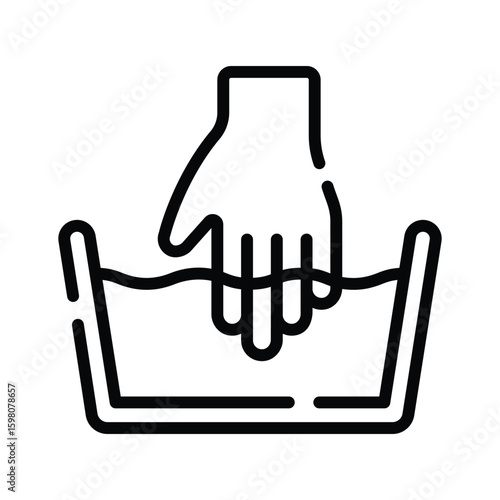 Sleek outline style icon of large wash tub