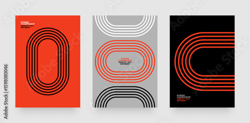 Layout with running track for sports event, competition or championship. Template for background, poster or cover.