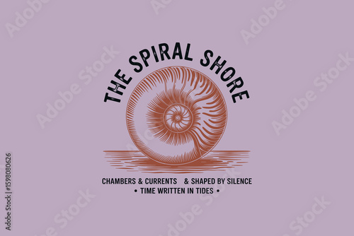 The Spiral Shore Shell Logo Vintage Vector Muted Colors