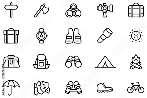 Christmas vector icon set for web design and business tourism illustration