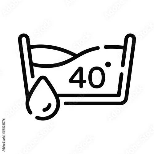 Sleek outline style icon of set water temperature gauge