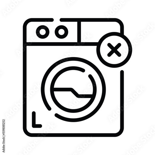 Handy linear icon of broken washer issue warning
