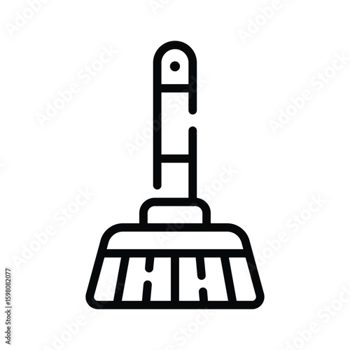 Sleek linear icon of handheld cleaning brush