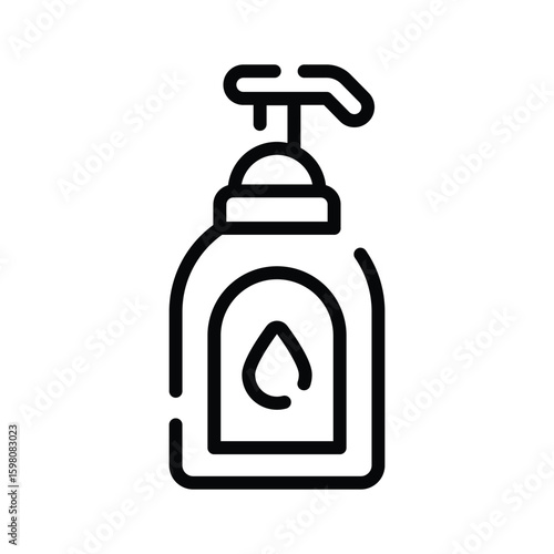 Sleek linear icon of clear liquid soap container