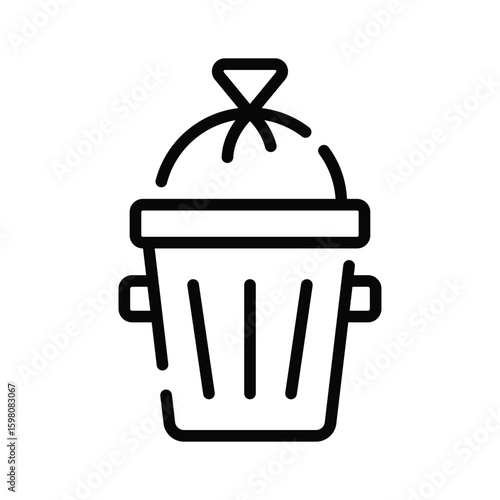 Handy outline style icon of round garbage dustbin