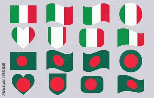Collection of Italian and Bangladeshi Flags in Various Shapes. Free Download Collection of Italian and Bangladeshi Flags in Various Shapes. - GFXLoad