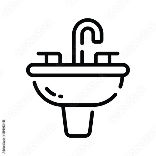 Trendy outline style icon of bathroom wash basin