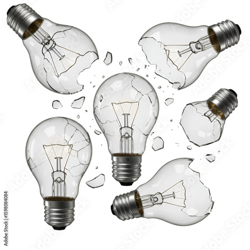 Broken Bulb Shattered Illustration Concept Isolated Black Background