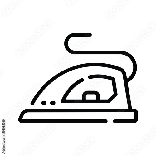 Sleek linear icon of steam iron machine