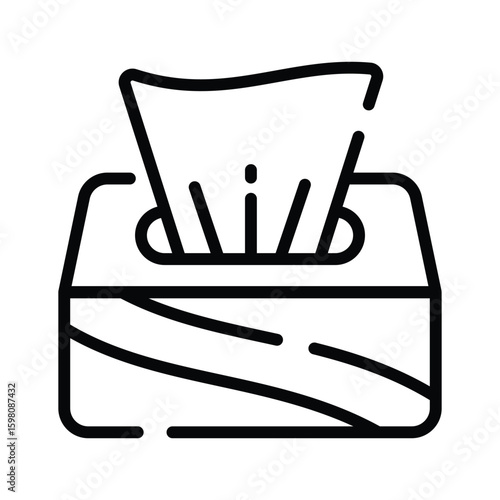 Sleek linear icon of rectangular tissue box