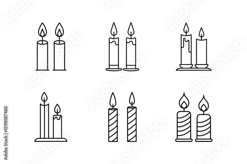 taper candles line art vector illustration