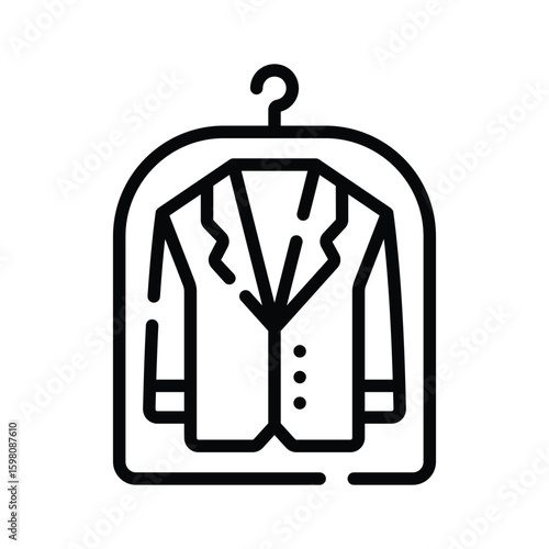 Trendy outline style icon of hanging clean coat