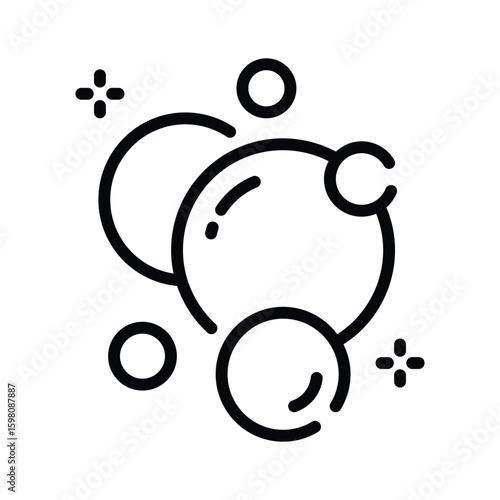 Sleek linear icon of popping soap bubbles