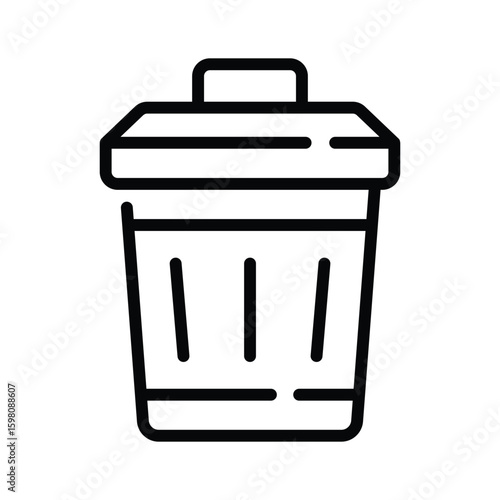 Trendy outline style icon of lid trash can