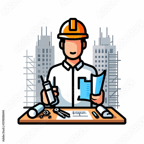 Architect Vector Illustration in Minimalist Style