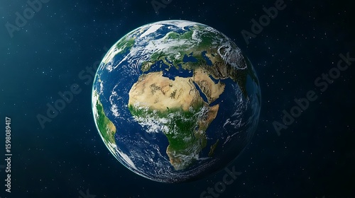 Earth View From Space Showing Continents, Oceans, and Cloud Formations