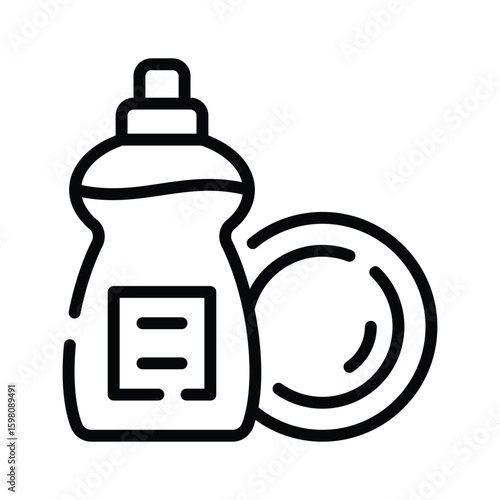 Trendy outline style icon of dish soap bottle