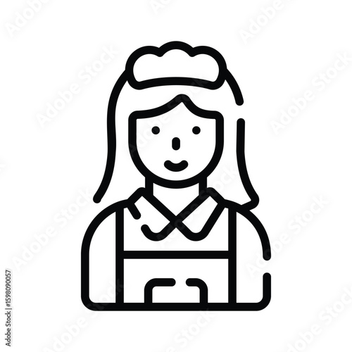 Trendy outline style icon of cleaning service maid