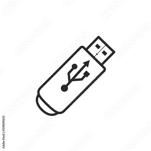 Illustration of Simple White USB Drive Icon
