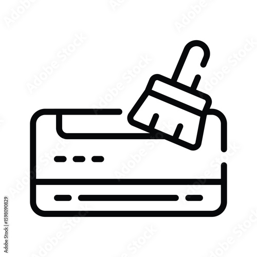Sleek linear icon of home AC dusting service