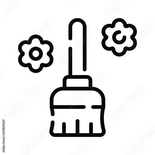Trendy outline style icon of cotton cleaning mop