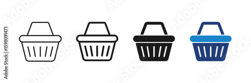 Shopping Basket Icons – Editable Stroke. Vector Symbol