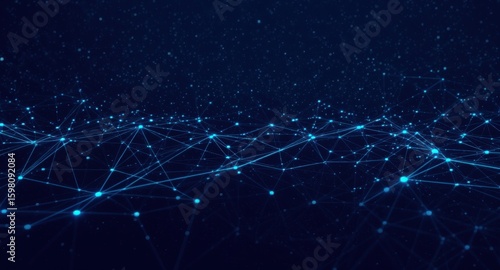 Wallpaper Mural Abstract Network Connections in Dark Blue Background Torontodigital.ca