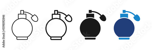 Perfume Bottle Icon Collection - editable stroke. Symbol. Silhouette