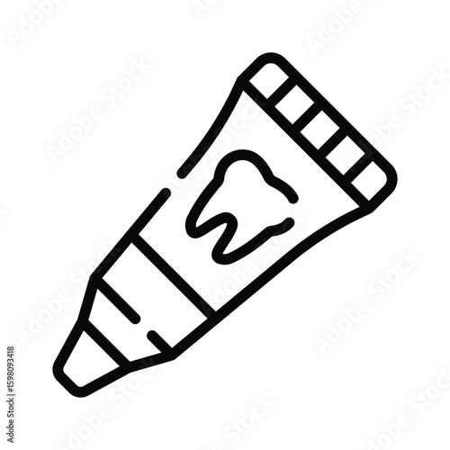 Modern linear icon of mint toothpaste tube