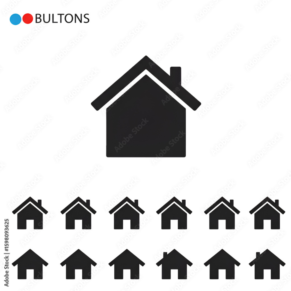 Fototapeta premium Illustration of Simple Black Home Icons on Transparent Background