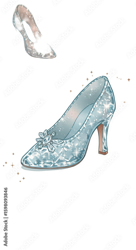 Obraz premium Illustration of Sparkling Glass Slippers on Transparent Background