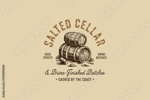 Salted Cellar Barrel Logo Vintage Vector Muted Colors