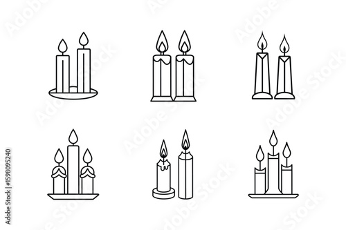 taper candles icon line art vector illustration