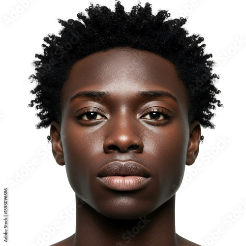 Photo of a young black person?s face isolated on a black background