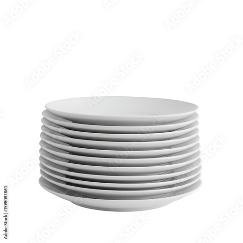 Stacked White Plates on Black Background (Photo)
