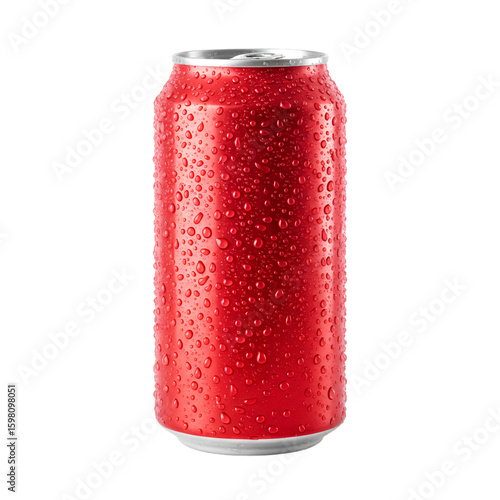 Realistic Photo of Red Soda Can with Water Droplets