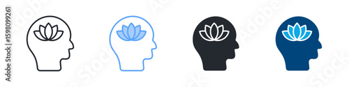 Mindfulness Icon Set Multiple Style. Designed In Outline, Blue, Glyph, Dual Tone