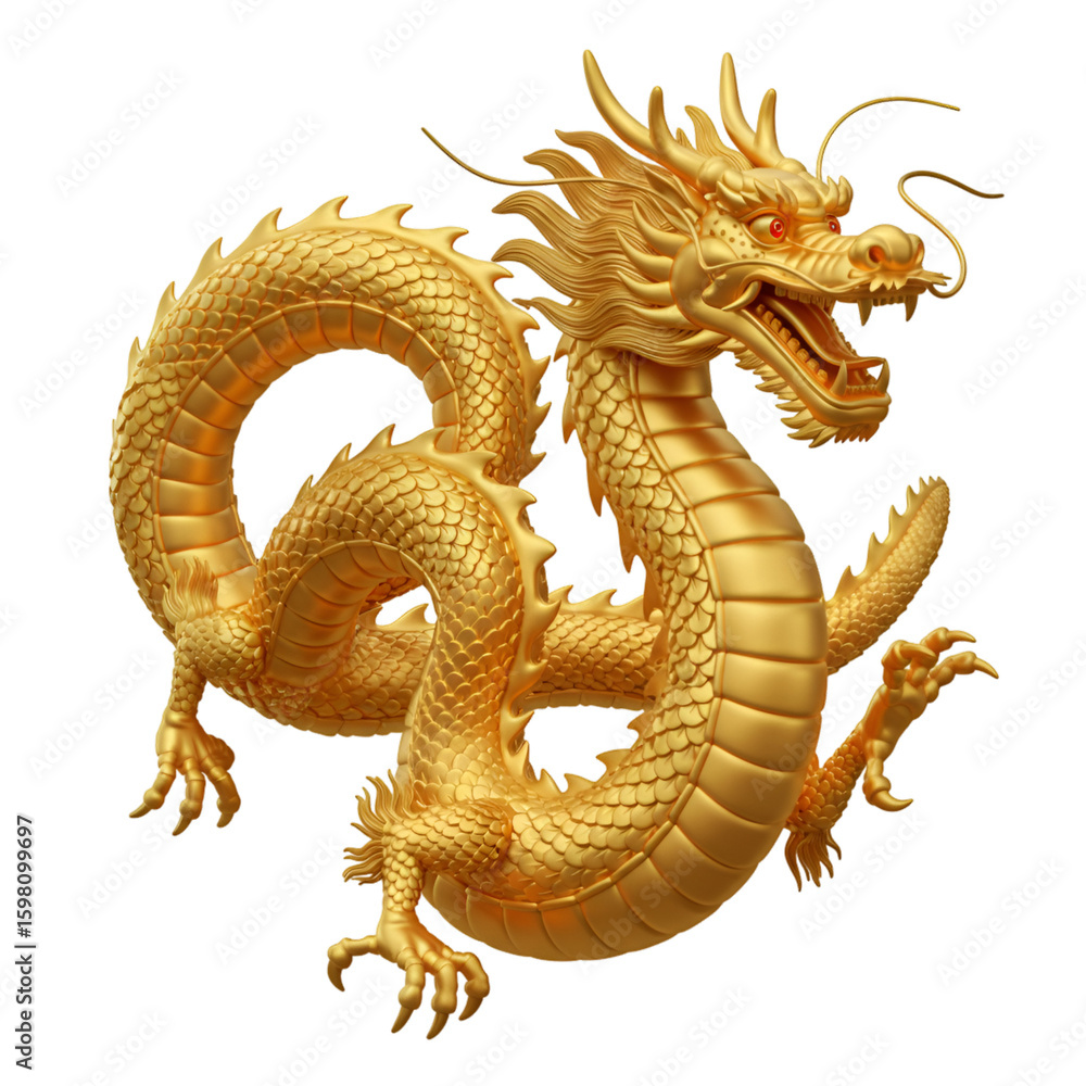 Obraz premium Golden Dragon illustration PNG