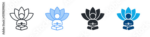 Relaxation Icon Set Multiple Style. Designed In Outline, Blue, Glyph, Dual Tone