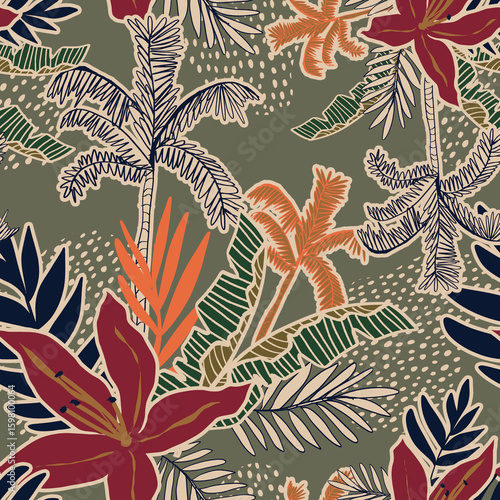 Pattern seamless print fashion textile design tropical floral flower stripe geometric abstract