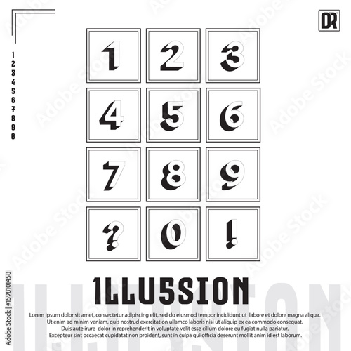 set of black and white numbers